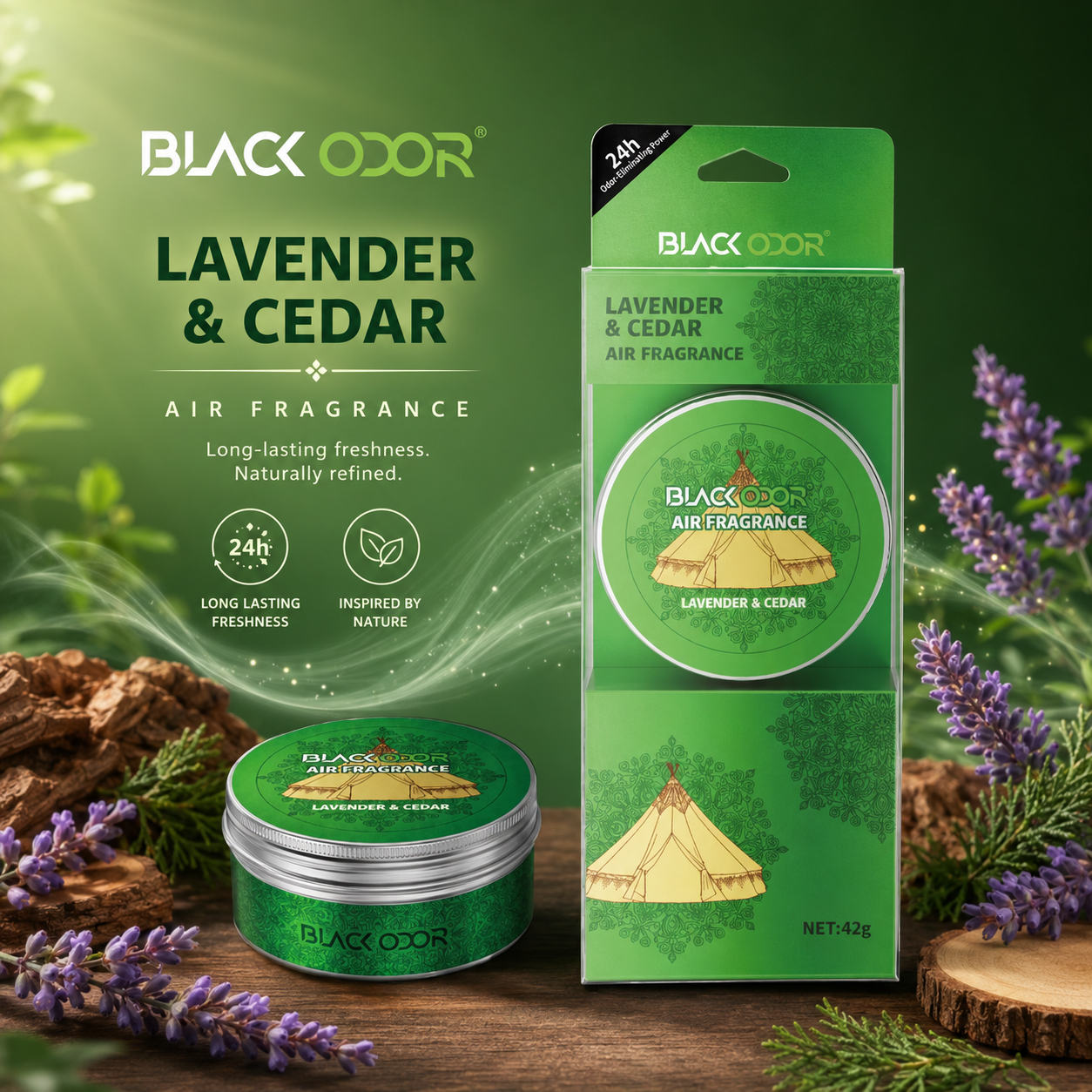 BLACK ODOR Natural Coconut Coir Air Fragrance – Long-Lasting Car Air Freshener