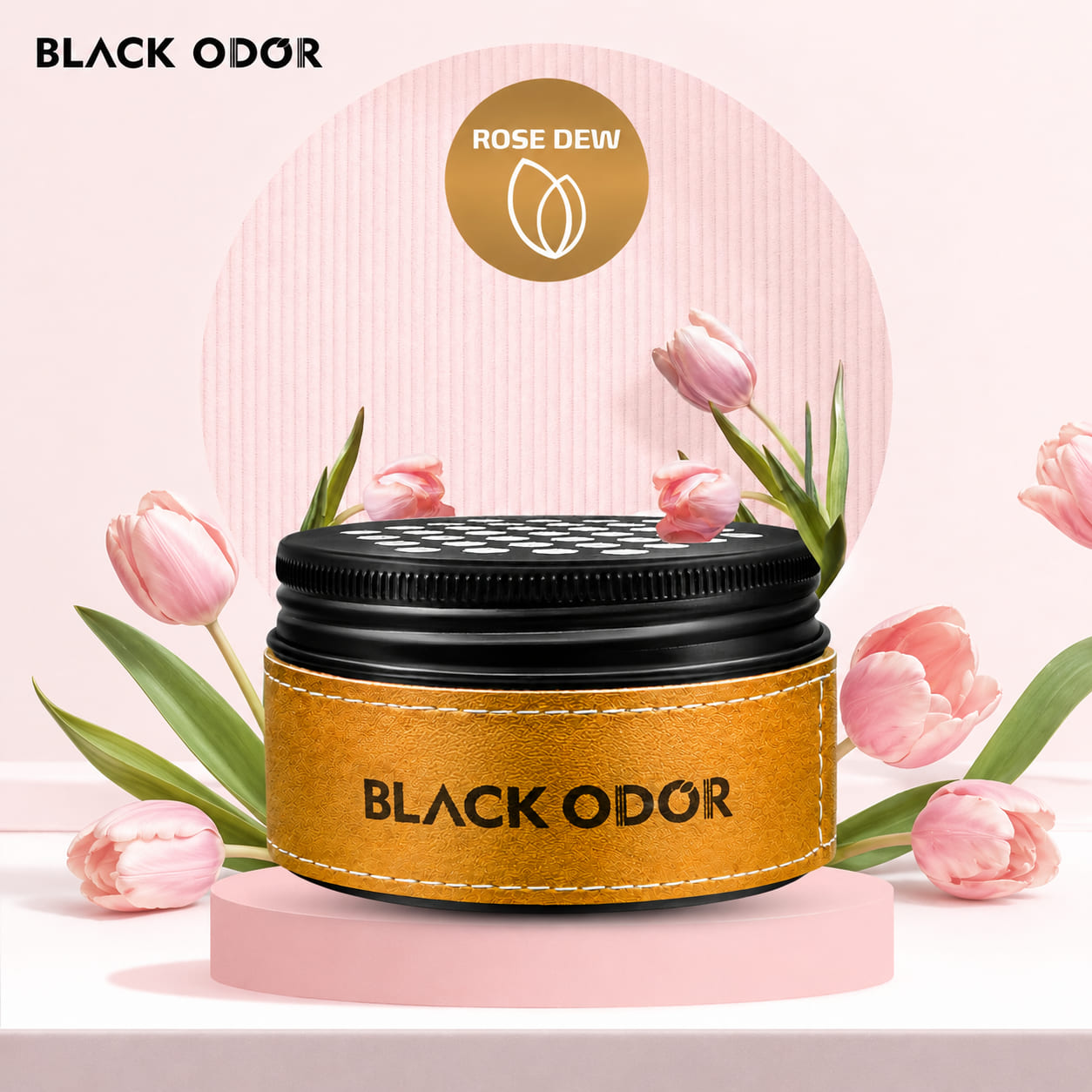BLACK ODOR معطر جل فاخر للسيارة – عبوة جلد راقية برائحة تدوم