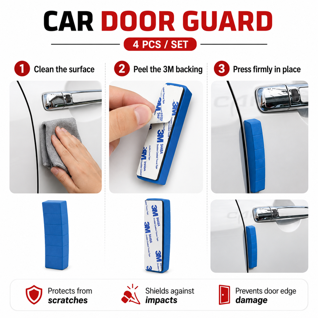 Car Door Edge Guard Protectors – 4-Piece EVA Foam Set with 3M Adhesive