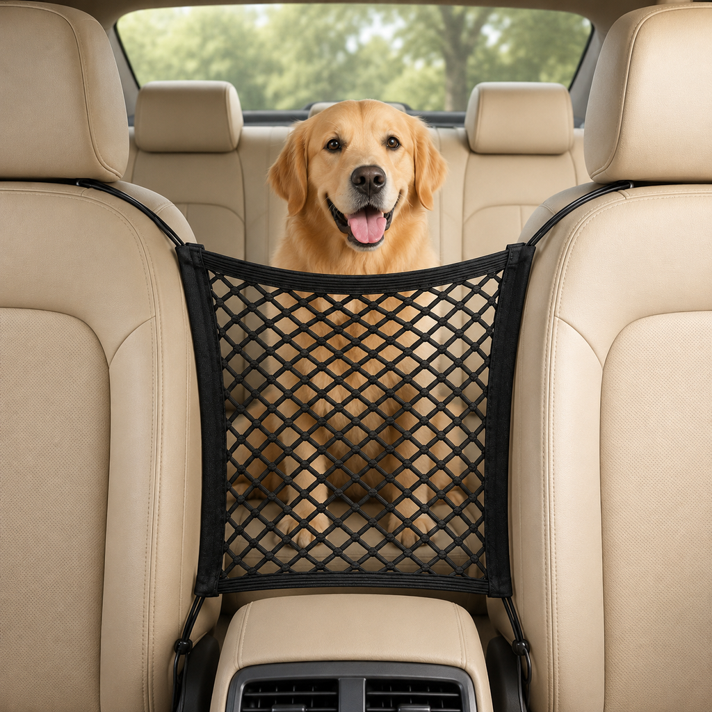 Car Seat Barrier Storage Net – Pet Safety Mesh Organizer for Back Seat