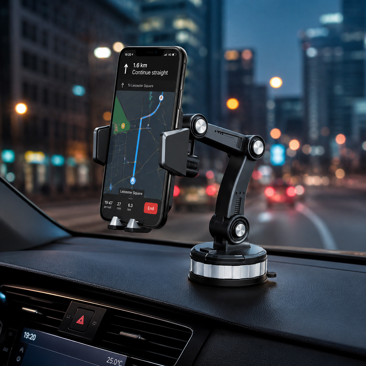 360° Adjustable Car Phone Holder with Strong Suction Cup Mount
