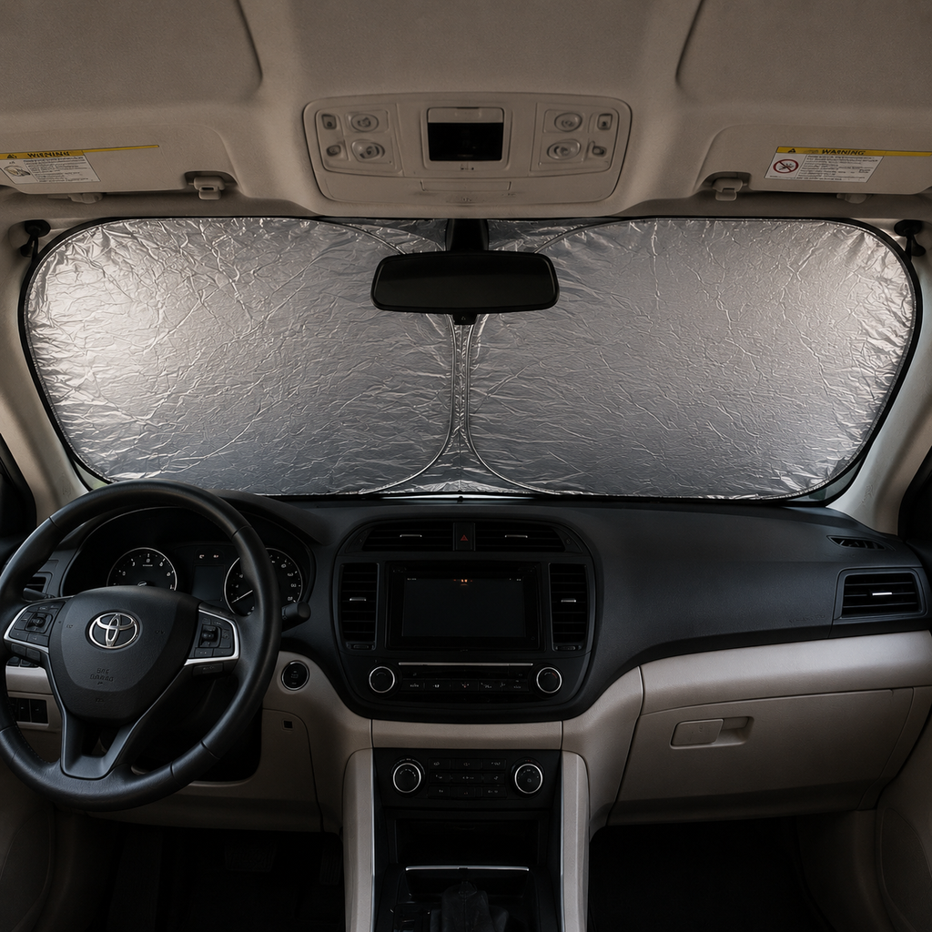 Foldable dual-panel front windshield sunshade – Vorcar Egypt (photo 2)