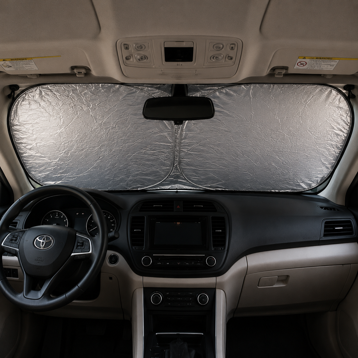 Foldable dual-panel front windshield sunshade – Vorcar Egypt (photo 2)