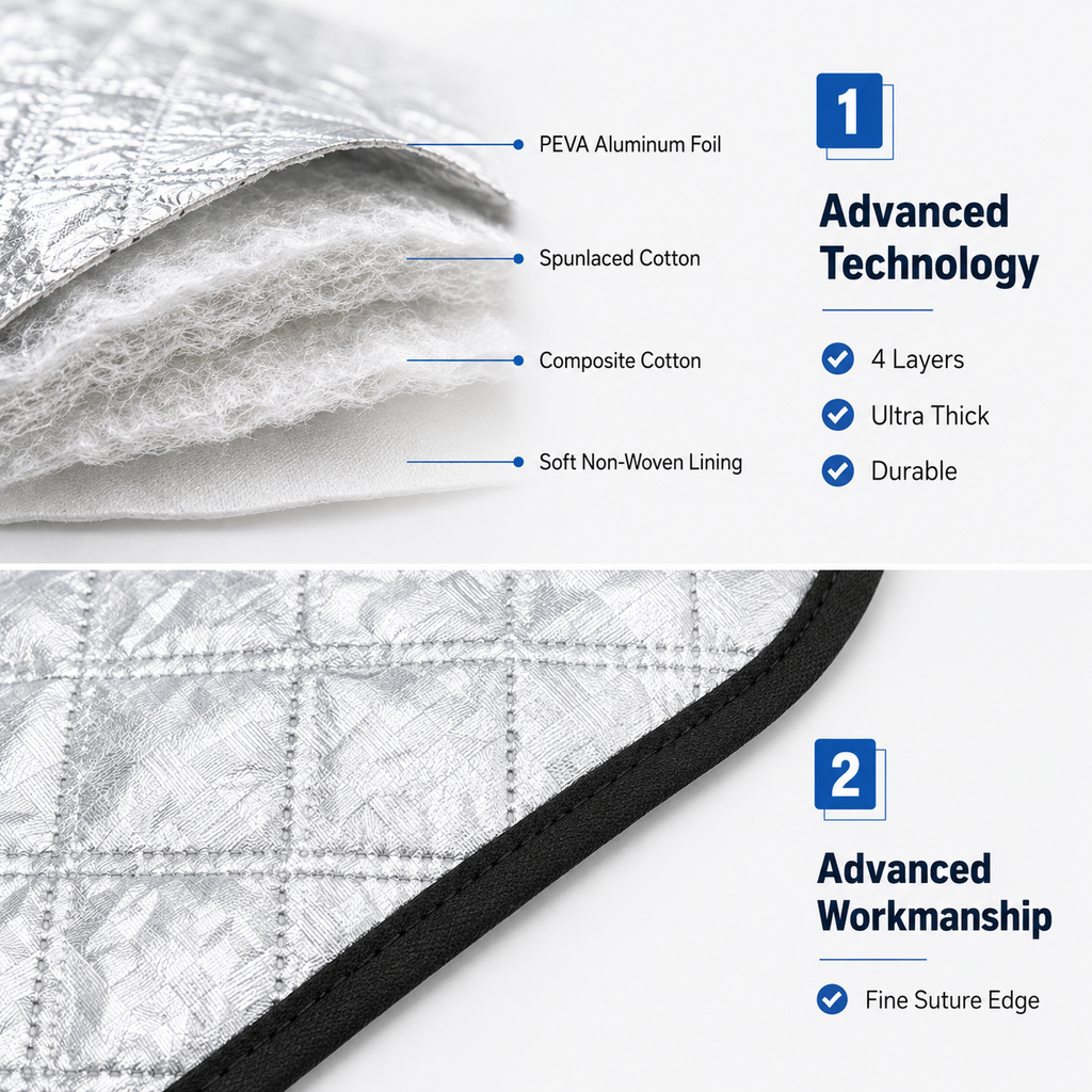 4-layer reflective car windshield cover for heat and sun protection – Vorcar Egypt (photo 2)