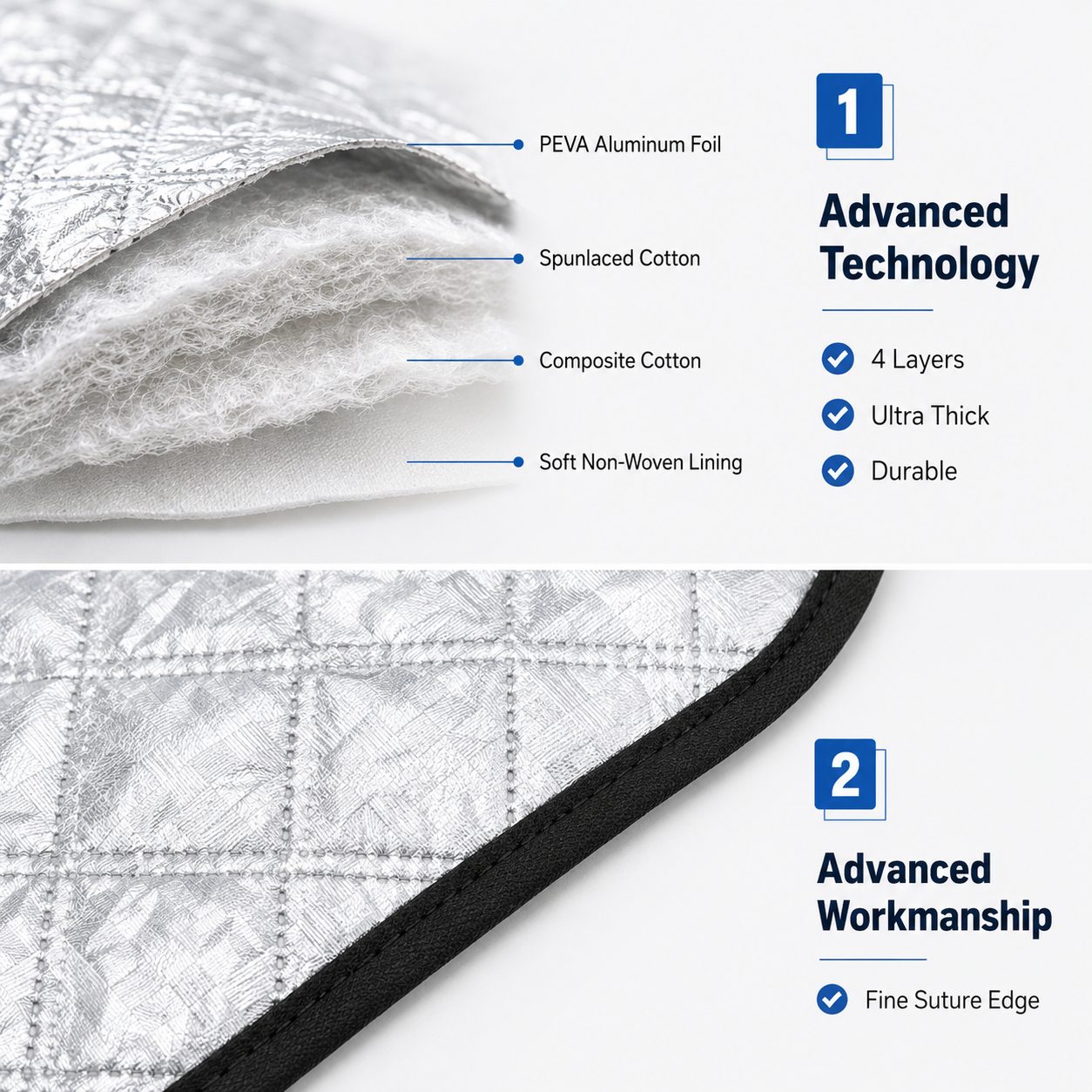 4-layer reflective car windshield cover for heat and sun protection – Vorcar Egypt (photo 2)