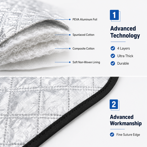 4-layer reflective car windshield cover for heat and sun protection – Vorcar Egypt (photo 2)