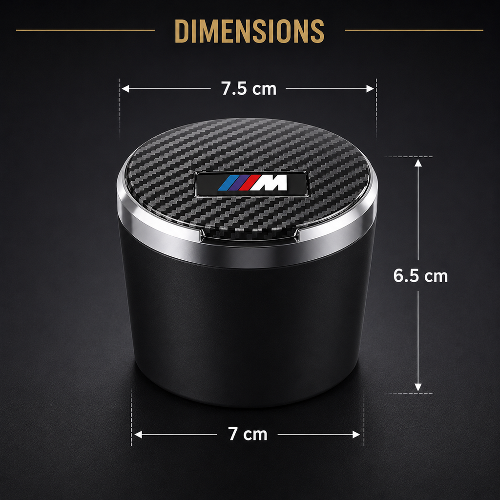 Premium LED Car Ashtray with Carbon Fiber Lid & Ceramic Liner