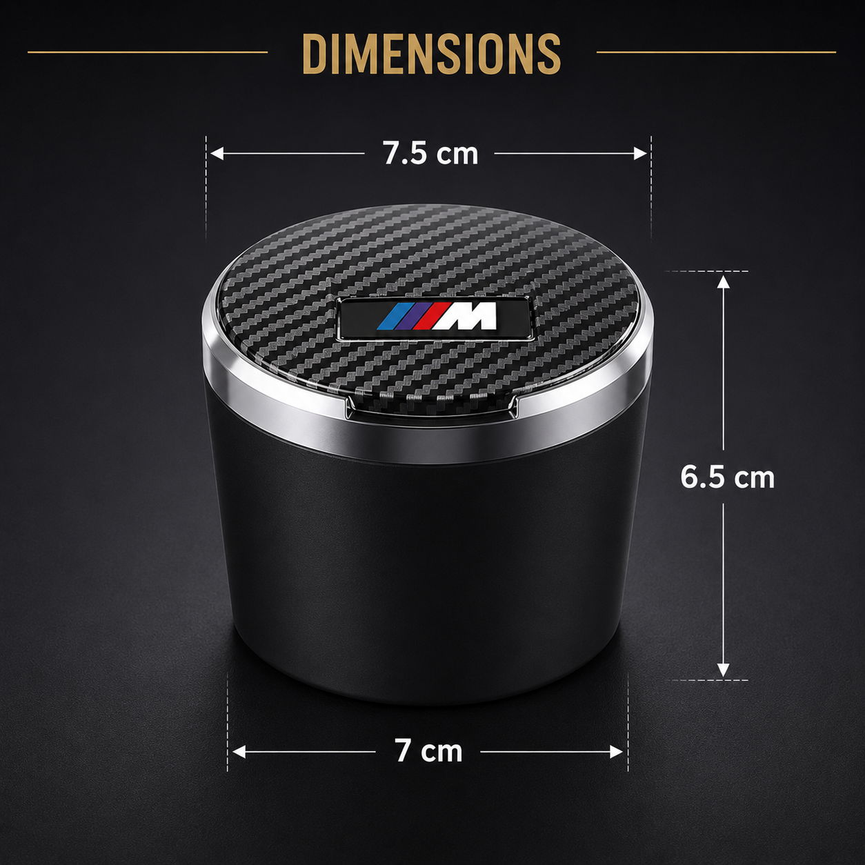 Premium LED Car Ashtray with Carbon Fiber Lid & Ceramic Liner