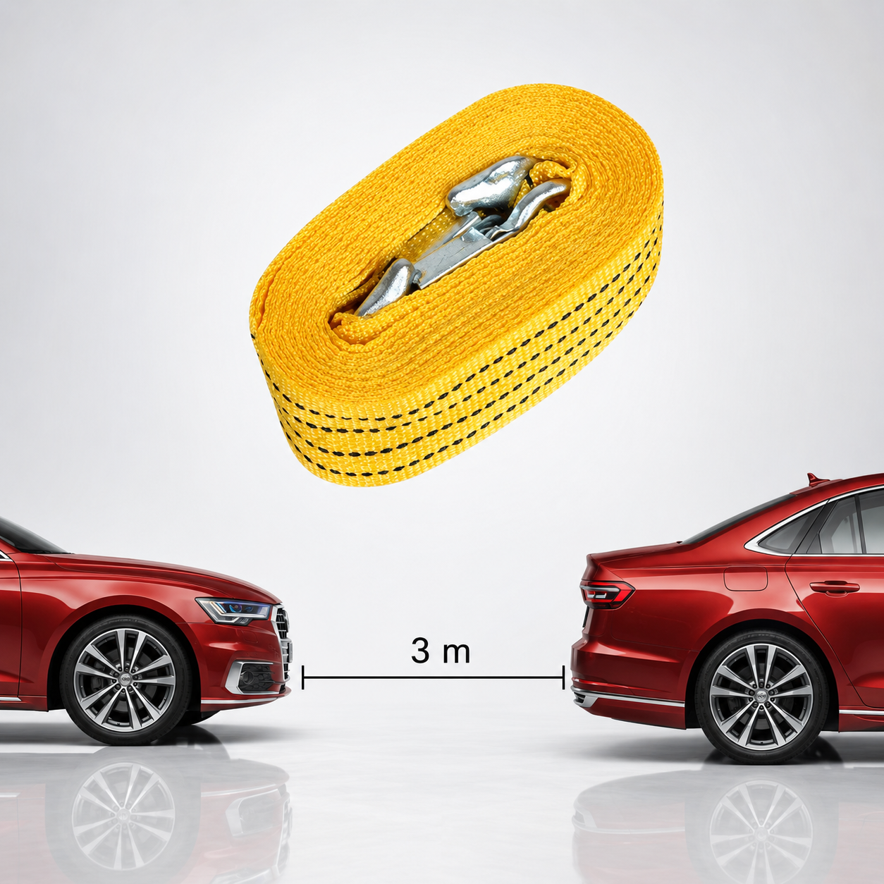 Heavy-duty car tow strap with safety hooks 3m 3-ton – Vorcar Egypt (photo 2)