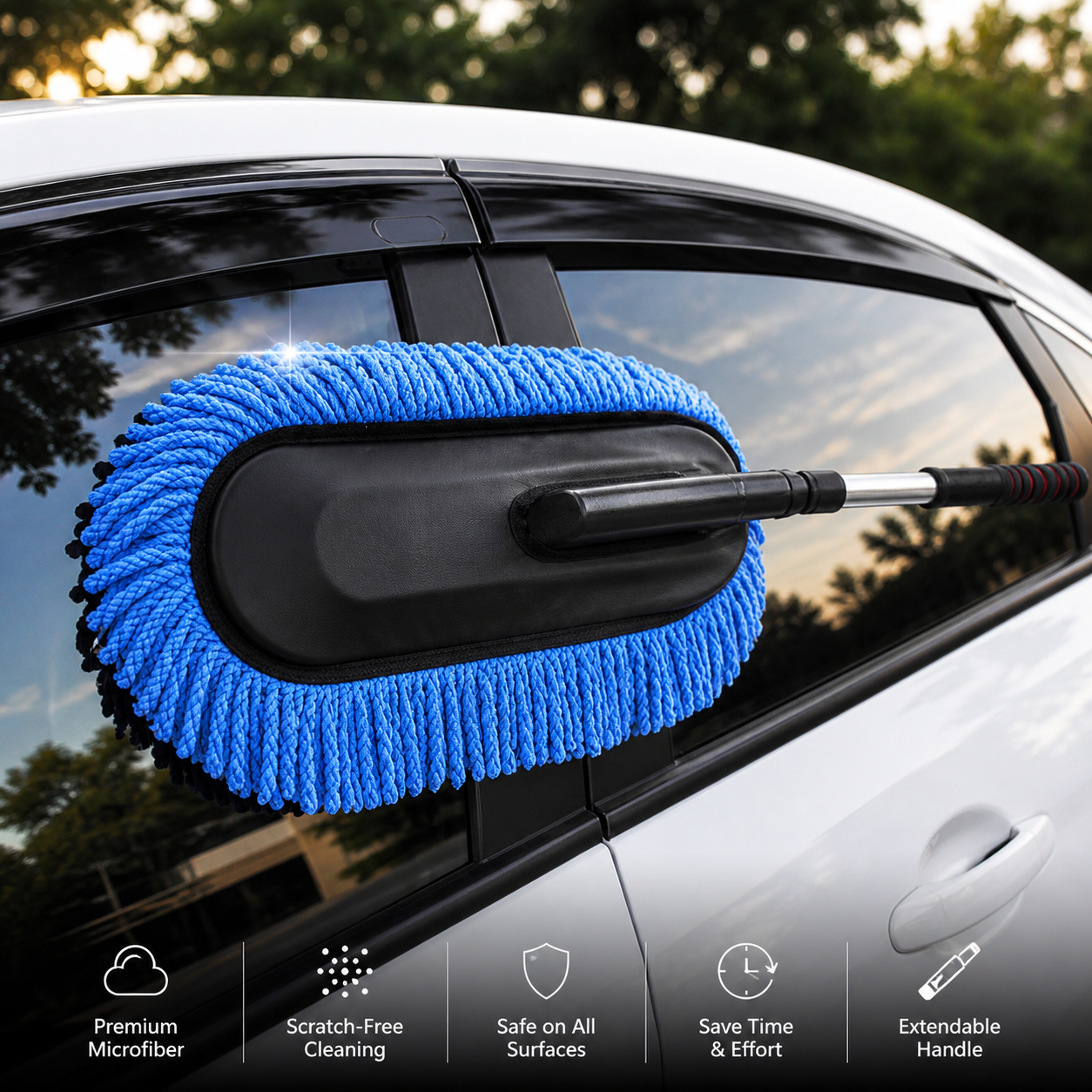 Extendable Car Cleaning Mop with Microfiber Head – Scratch-Free Cleaning