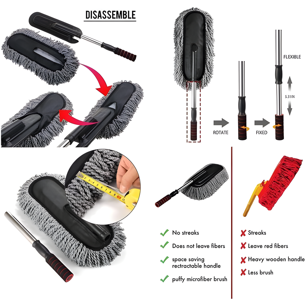 Extendable Car Cleaning Mop with Microfiber Head – Scratch-Free Cleaning