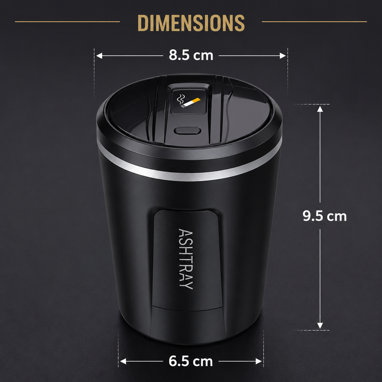 Premium LED Car Ashtray with One-Touch Lid & Ceramic Inner Liner