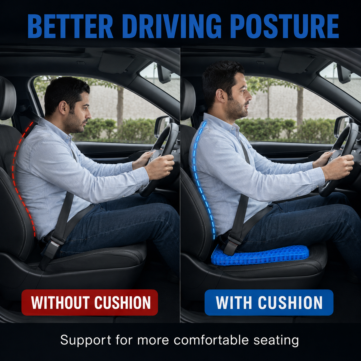 Breathable honeycomb silicone car seat cushion with non-slip cover – Vorcar Egypt (photo 3)