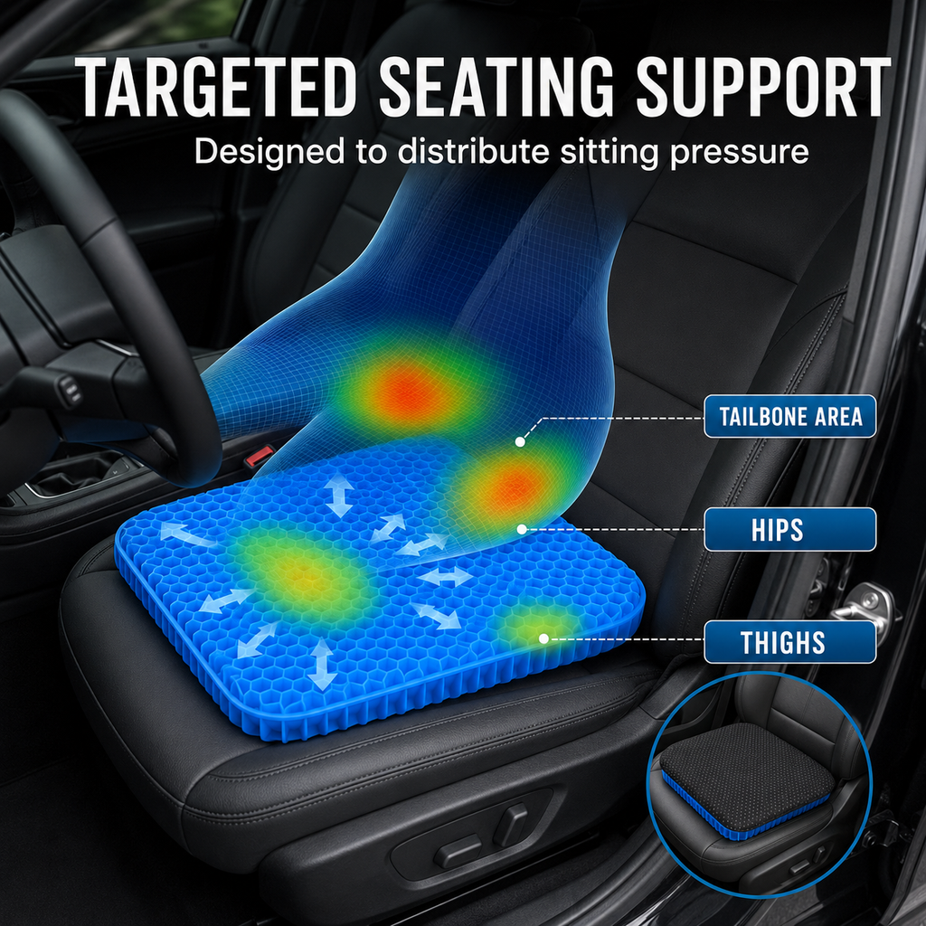Breathable honeycomb silicone car seat cushion with non-slip cover – Vorcar Egypt (photo 6)