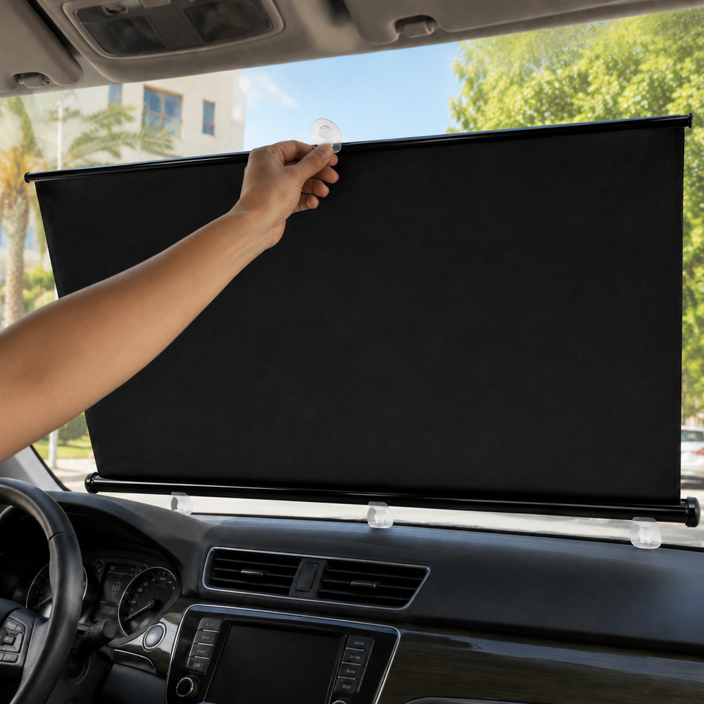 Retractable car windshield roller sunshade 130×53 cm – Vorcar Egypt (photo 4)