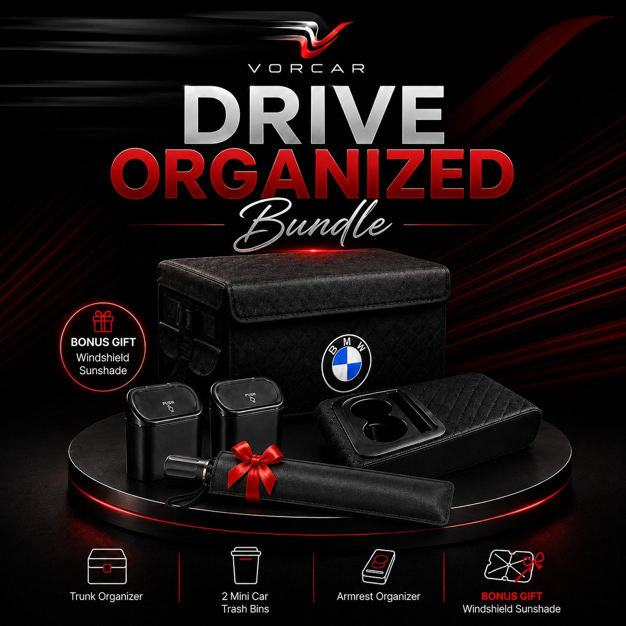 Drive Organized Bundle – armrest tray, trunk organizer and trash bin – Vorcar Egypt
