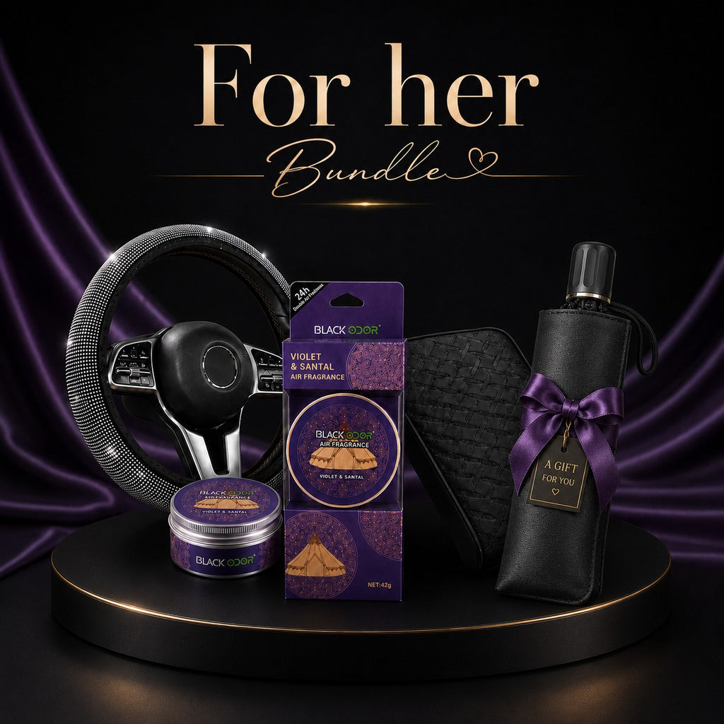 VORCAR For Her Bundle – rhinestone steering cover, armrest cover and coconut coir freshener – Vorcar Egypt