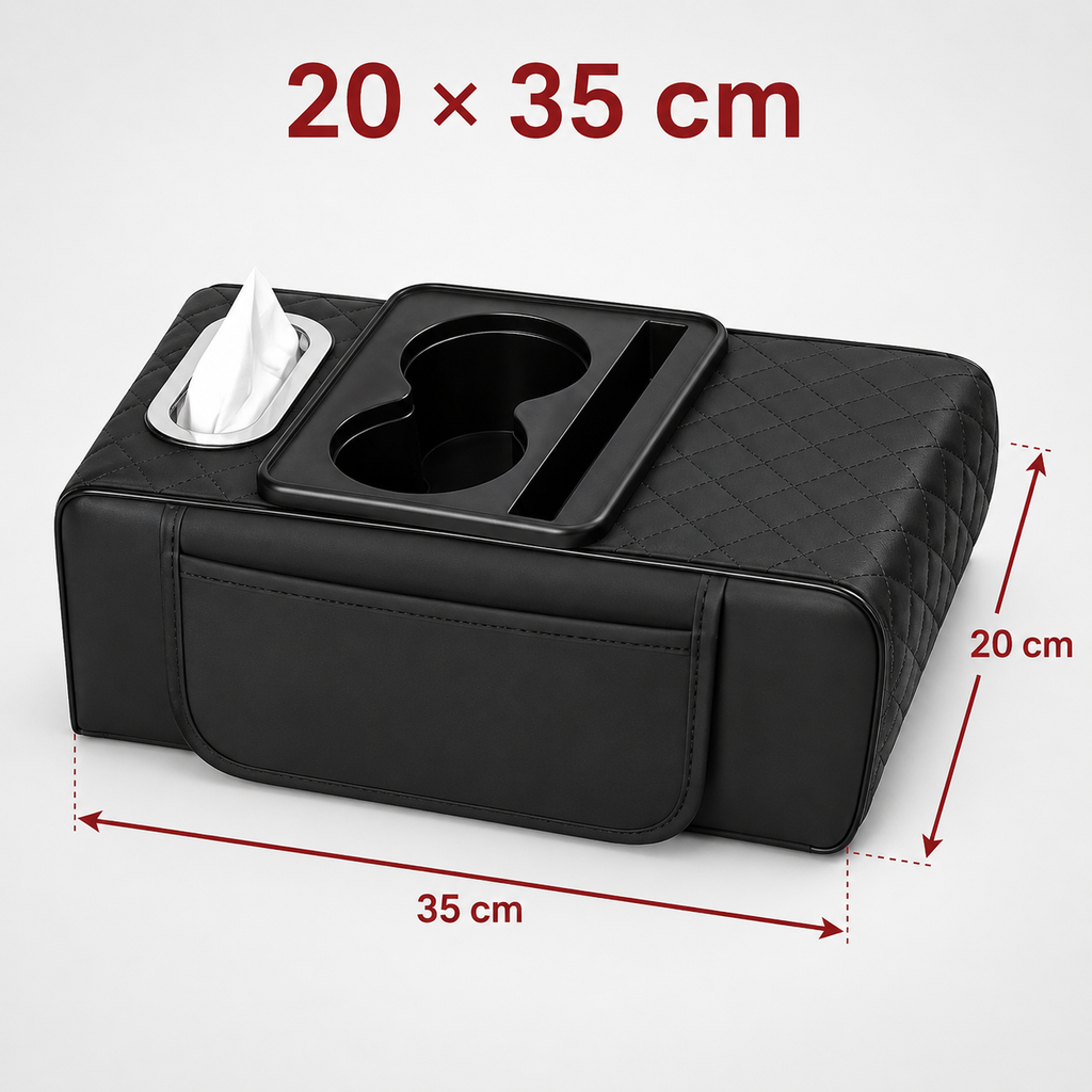 Car armrest cushion organizer with cup holder and storage – Vorcar Egypt (photo 8)