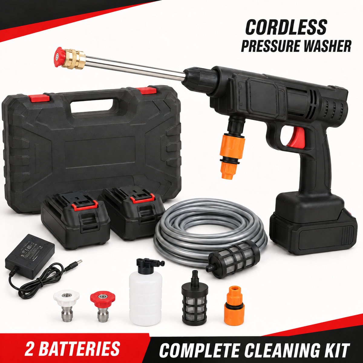 Cordless portable pressure washer car wash kit with 2 batteries – Vorcar Egypt