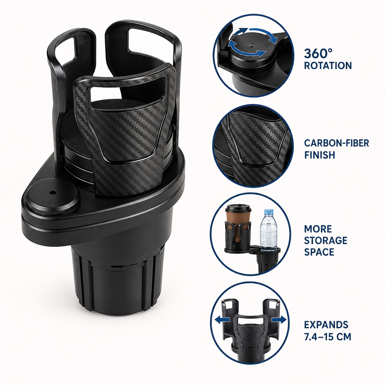 Expandable car cup holder expander – Vorcar Egypt (photo 2)