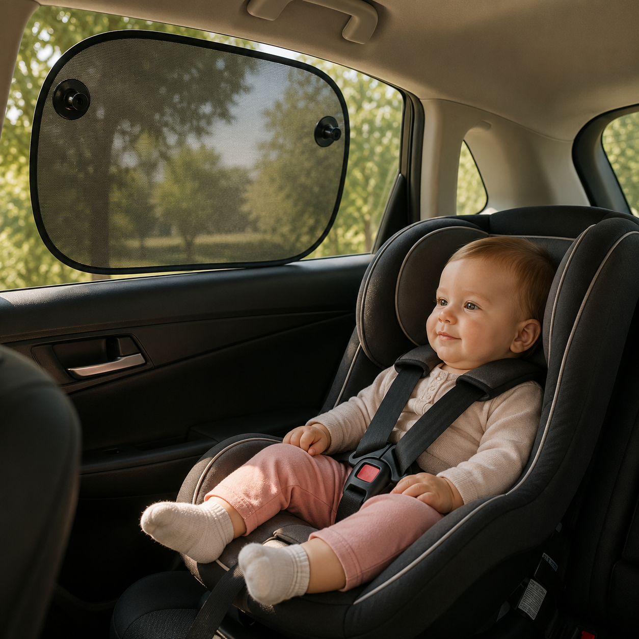 2-Piece Car Side Window Sunshade Set with 4 Suction Cups