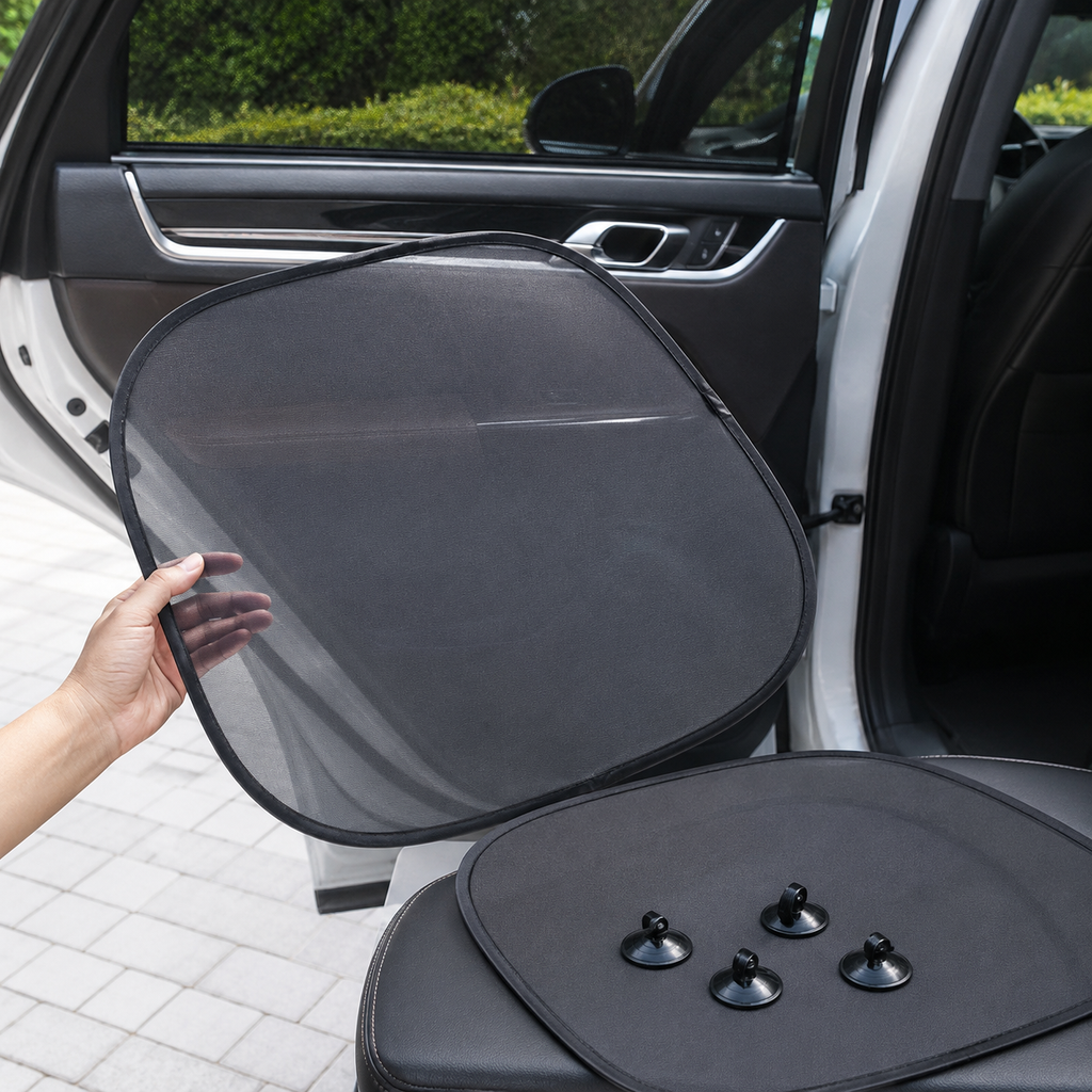 2-Piece Car Side Window Sunshade Set with 4 Suction Cups