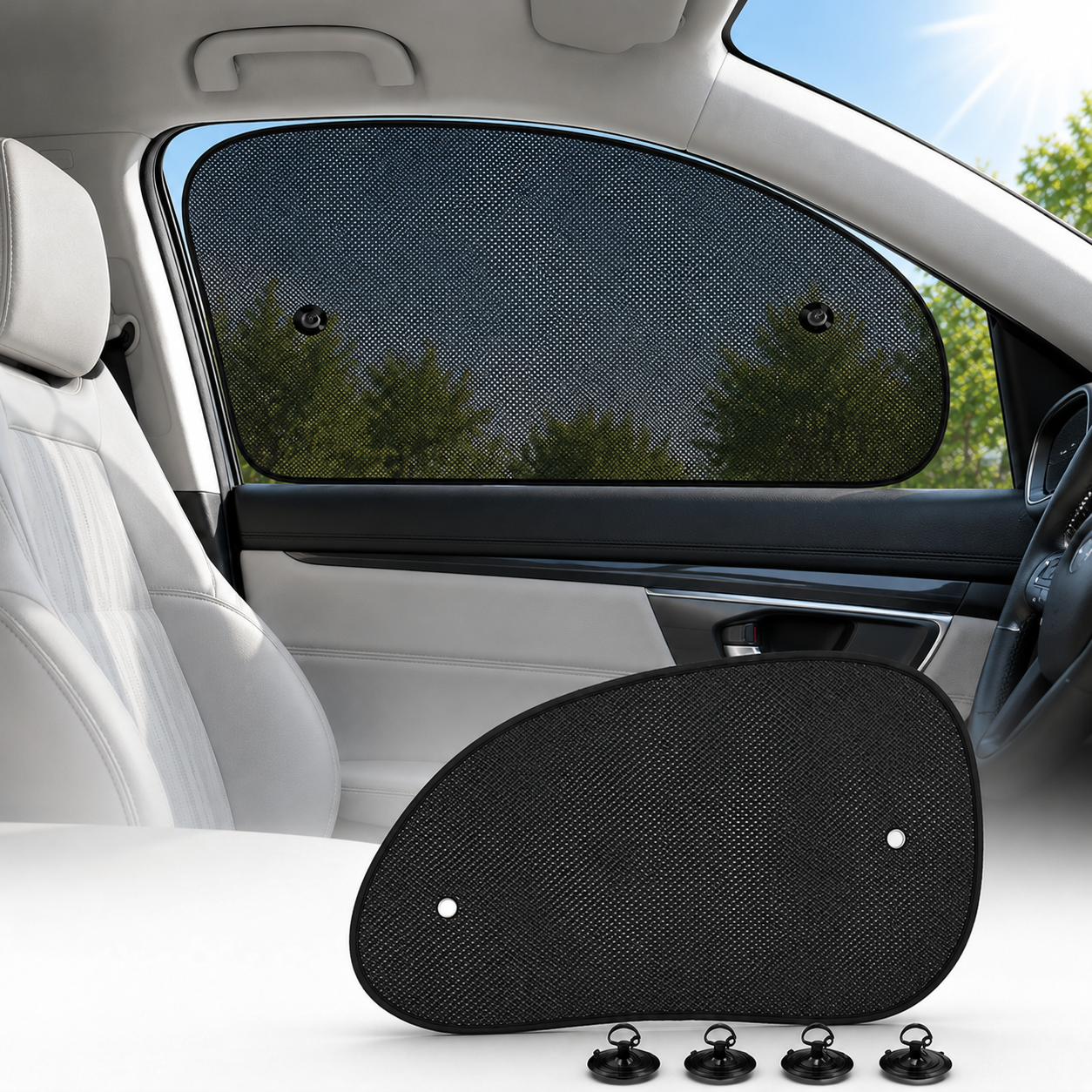 Foldable mesh car side window sunshade set 2 pieces – Vorcar Egypt (photo 2)