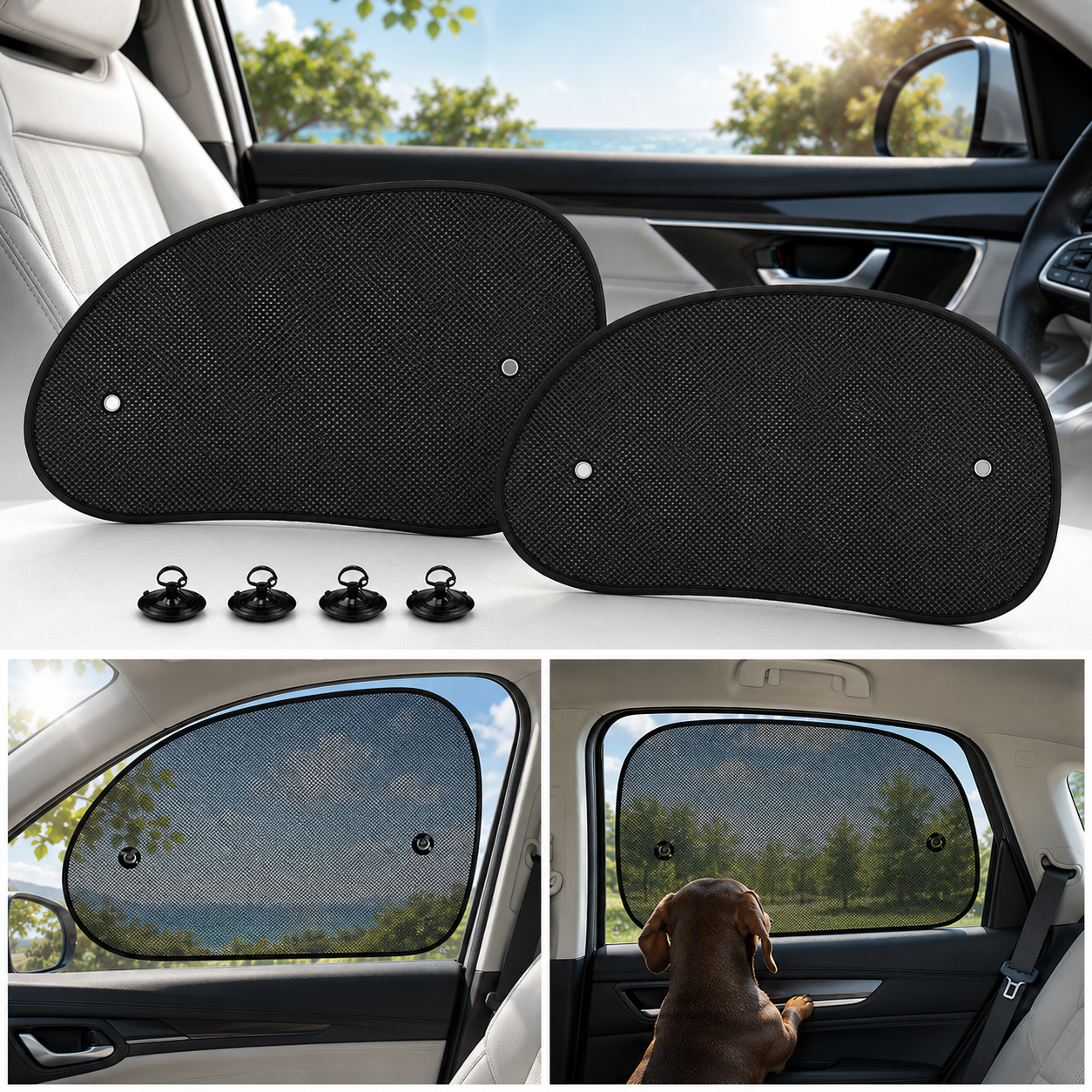 Foldable mesh car side window sunshade set 2 pieces – Vorcar Egypt (photo 3)