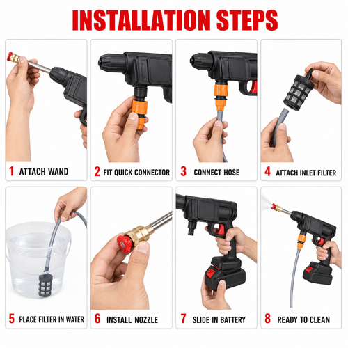 48V cordless portable pressure washer car wash kit – Vorcar Egypt (photo 2)