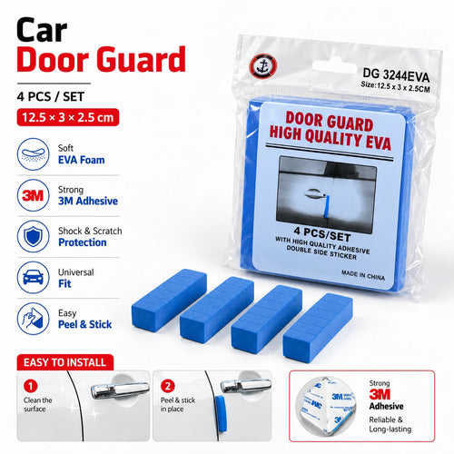 12.5 × 3 × 2.5 cm blue EVA car door guards, 4-piece set with 3M adhesive and installation guide – Vorcar