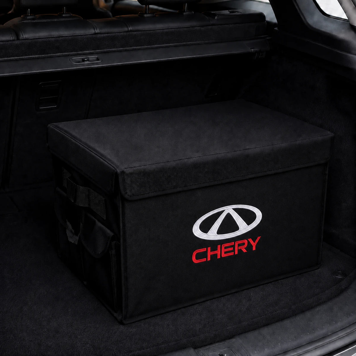 Foldable car trunk organizer storage box with Chery logo – Vorcar Egypt