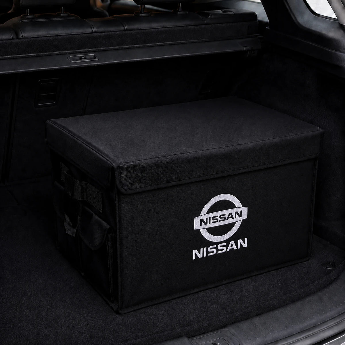 Foldable car trunk organizer storage box with Nissan logo – Vorcar Egypt