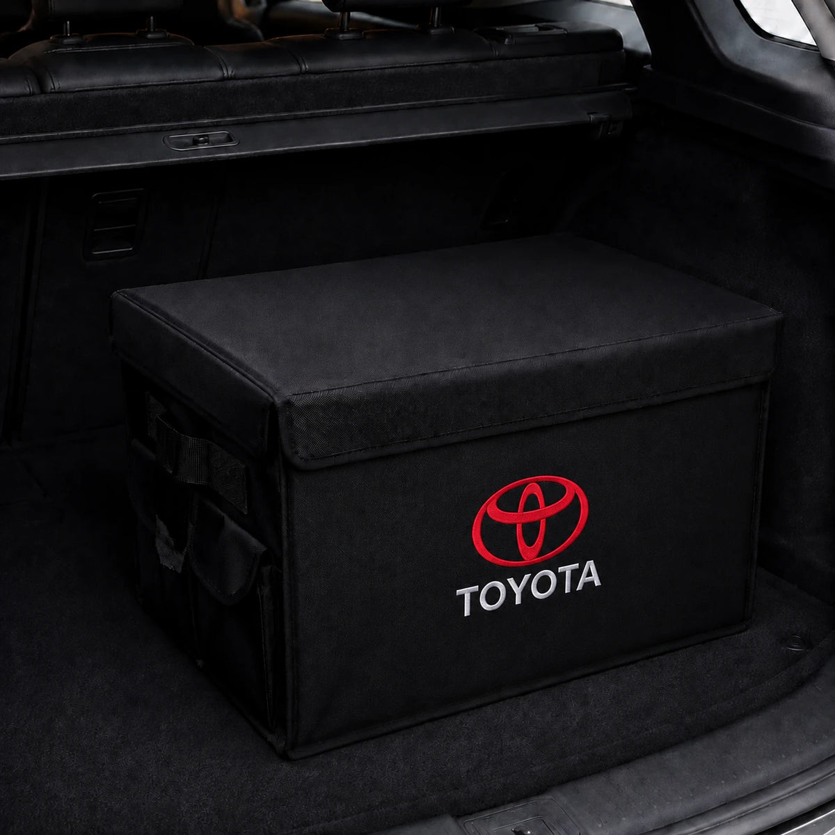 Foldable car trunk organizer storage box with Toyota logo – Vorcar Egypt